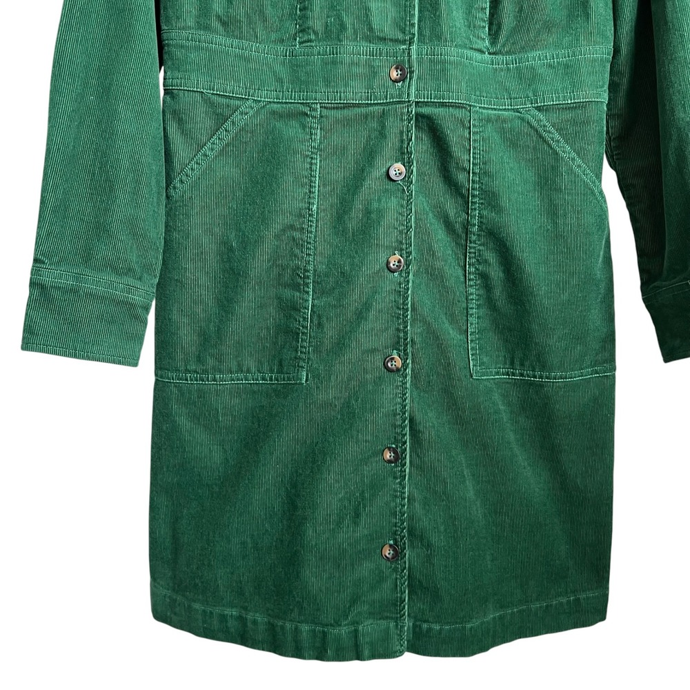 Boden Flora Dark Green Cord Button Long Sleeve Shirt Dress SZ 10R Fall Corduroy - Picture 5 of 13